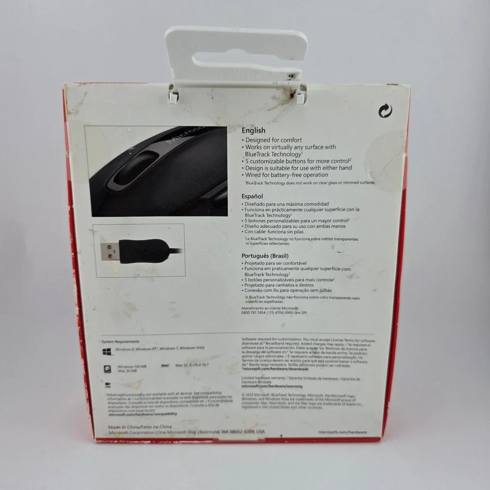 Microsoft Comfort 4500 BlueTrack Wired Mouse 4-Button  NEW Computing Office
